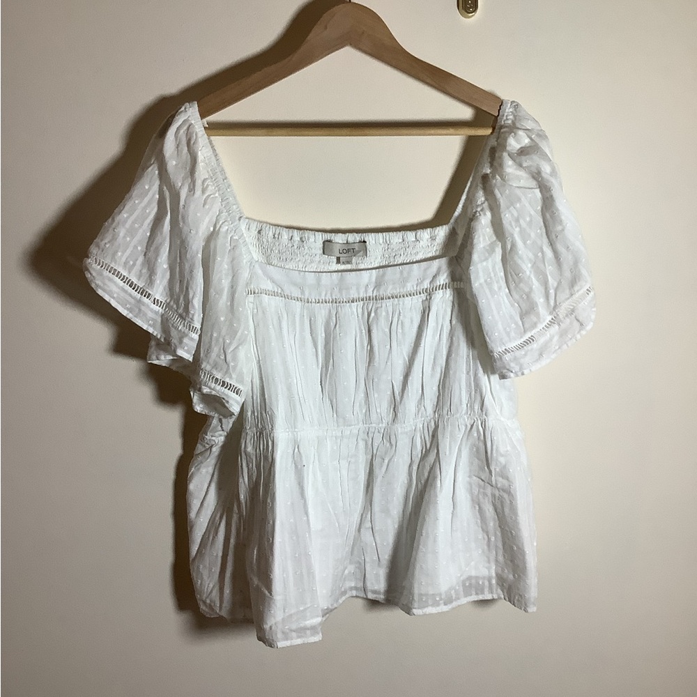 LOFT White Textured Blouse
